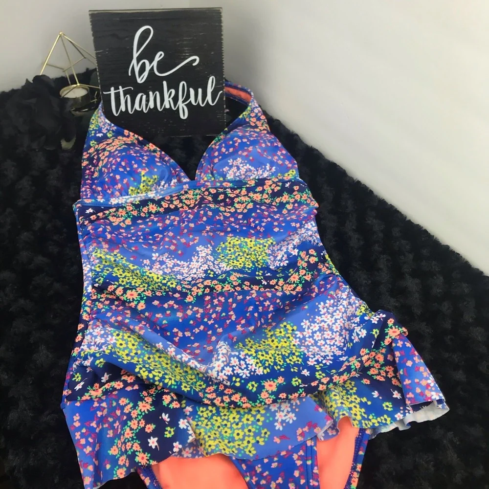 Neon Floral One Piece Swimsuit